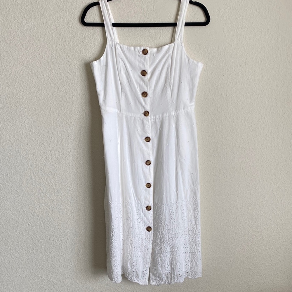 GAP White Buttoned Cotton Midi Sundress